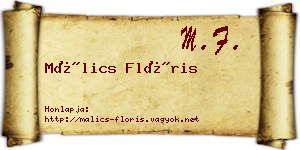 Málics Flóris névjegykártya